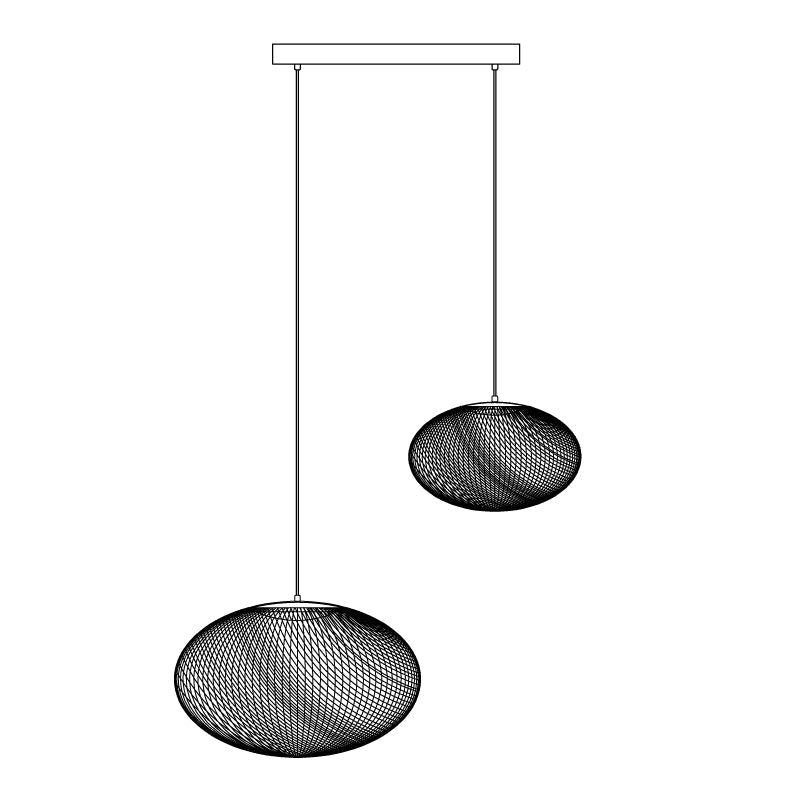 Metallic Meshwork Pendant Lamp 2 heads ? 19.7″ x H 59″ / L 50cm x H 150cm / Black / Warm Light Pendant light