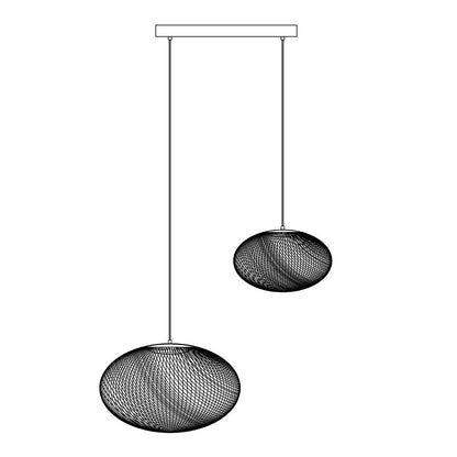 Metallic Meshwork Pendant Lamp 2 heads ? 19.7″ x H 59″ / L 50cm x H 150cm / Black / Warm Light Pendant light