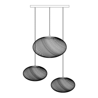 Metallic Meshwork Pendant Lamp 3 heads ? 31.5″ x H 59″ / L 80cm x H 150cm / Black / Warm Light Pendant light