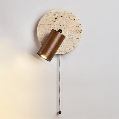 Miadi Wall Lamp Dia 7″ x H 3.9″ / Dia 18cm x H 10cm / Walnut Color / 1 Piece Wall lamp