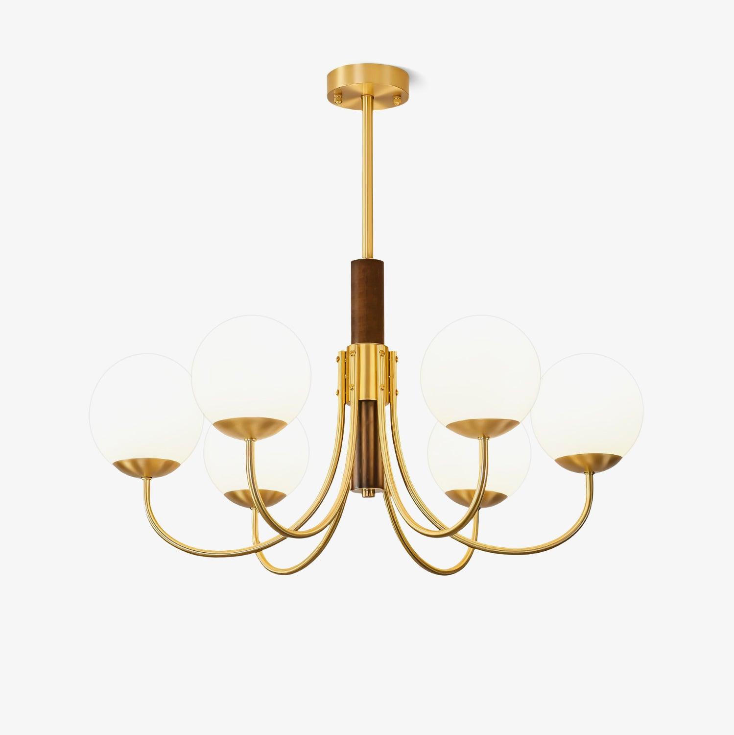 Midas Touch Walnut Sphere Chandelier Chandelier