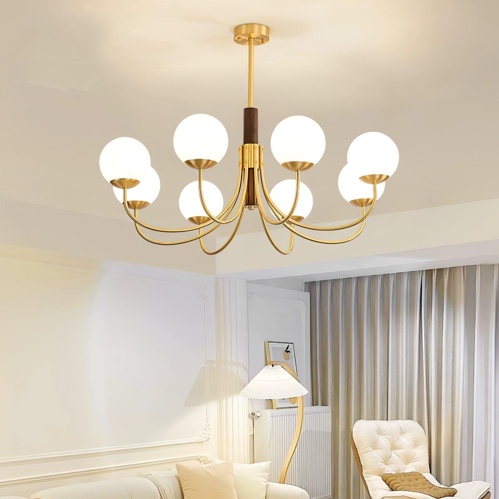 Midas Touch Walnut Sphere Chandelier Chandelier