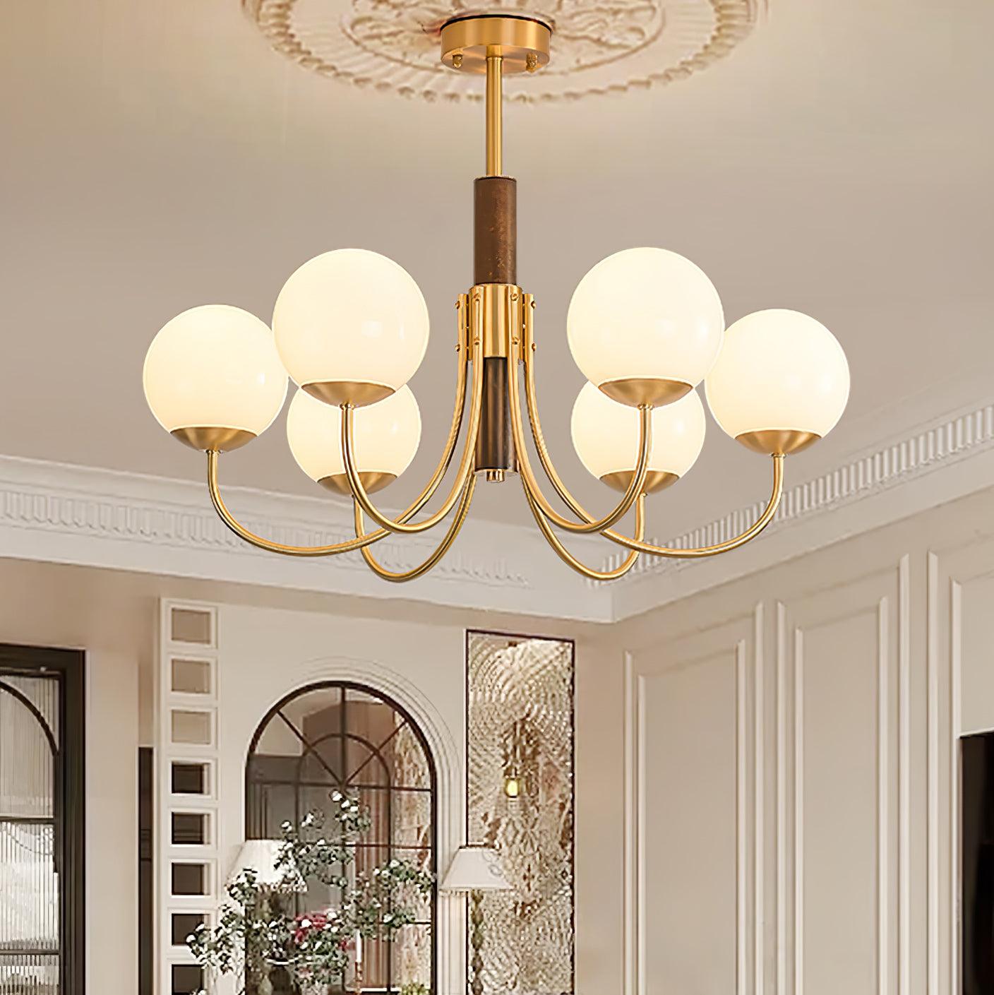 Midas Touch Walnut Sphere Chandelier Chandelier