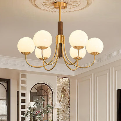 Midas Touch Walnut Sphere Chandelier Chandelier