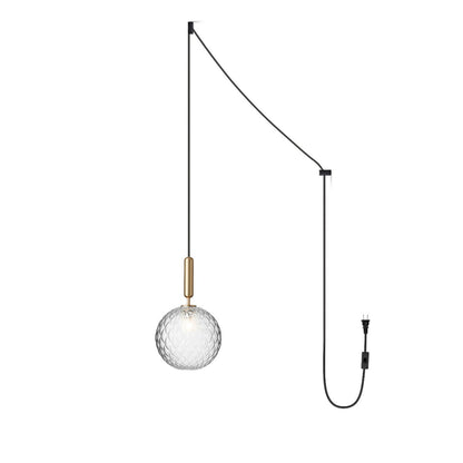 Elysian Glow Pendant Swag Light 1 head Dia 5.9″ x H 13.8″ / Dia 15cm x H 35cm / Brass & Clear glass / US Plug Pendant
