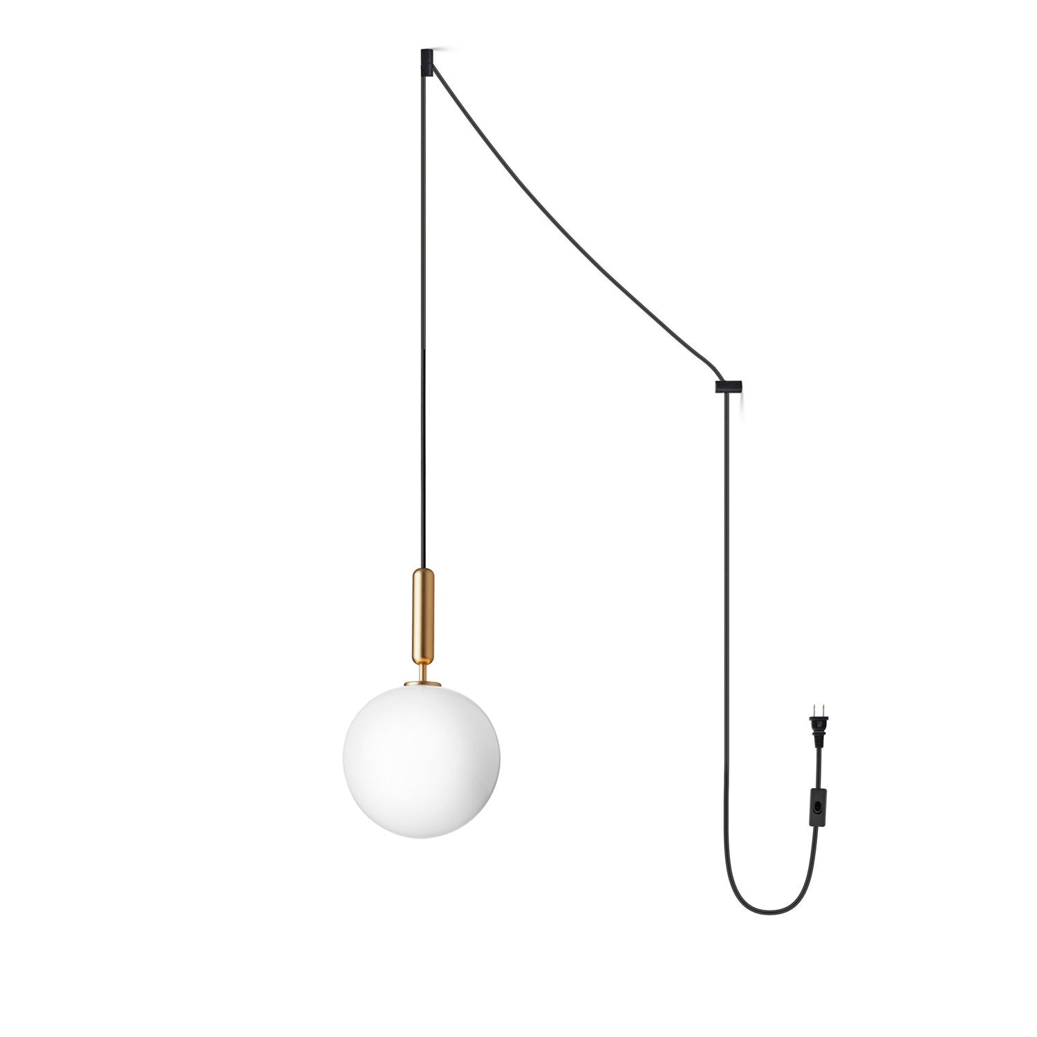 Elysian Glow Pendant Swag Light 1 head Dia 5.9″ x H 13.8″ / Dia 15cm x H 35cm / Brass & White glass / US Plug Pendant