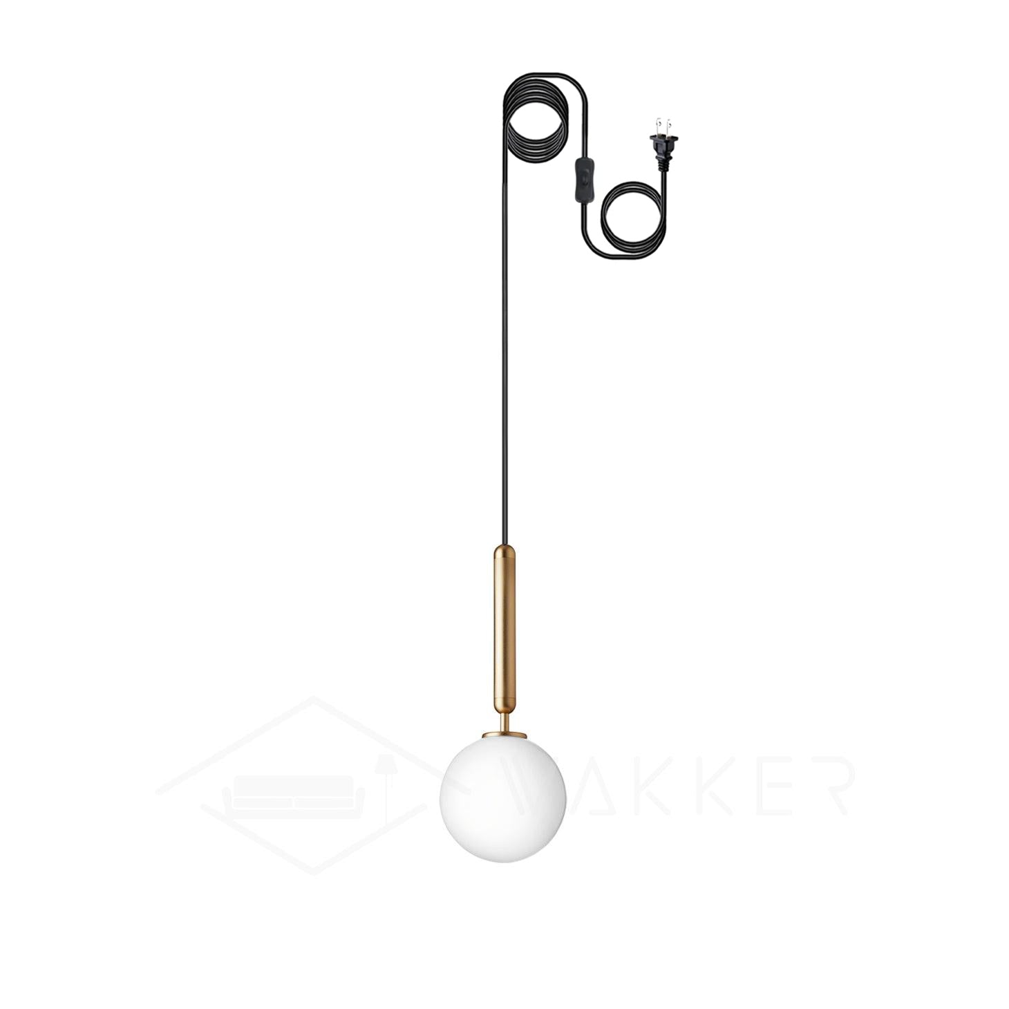 Miira Brass Pendant Swag Light 1 head ? 5.9″ x H 13.8″ / Dia 15cm x H 35cm / Brass & White glass / US Plug Pendant light
