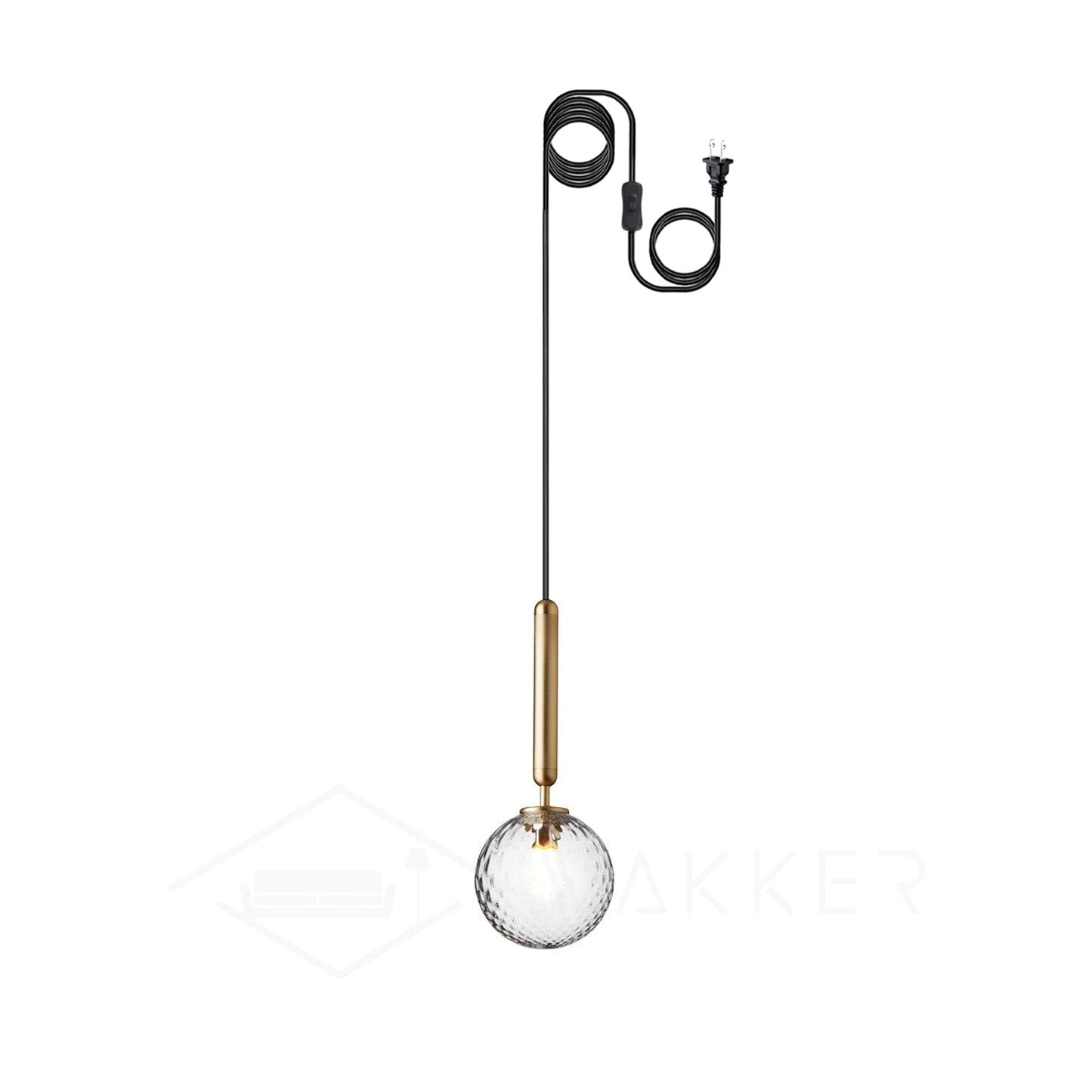 Miira Brass Pendant Swag Light 1 head ? 5.9″ x H 13.8″ / Dia 15cm x H 35cm / Brass & Clear glass / US Plug Pendant light