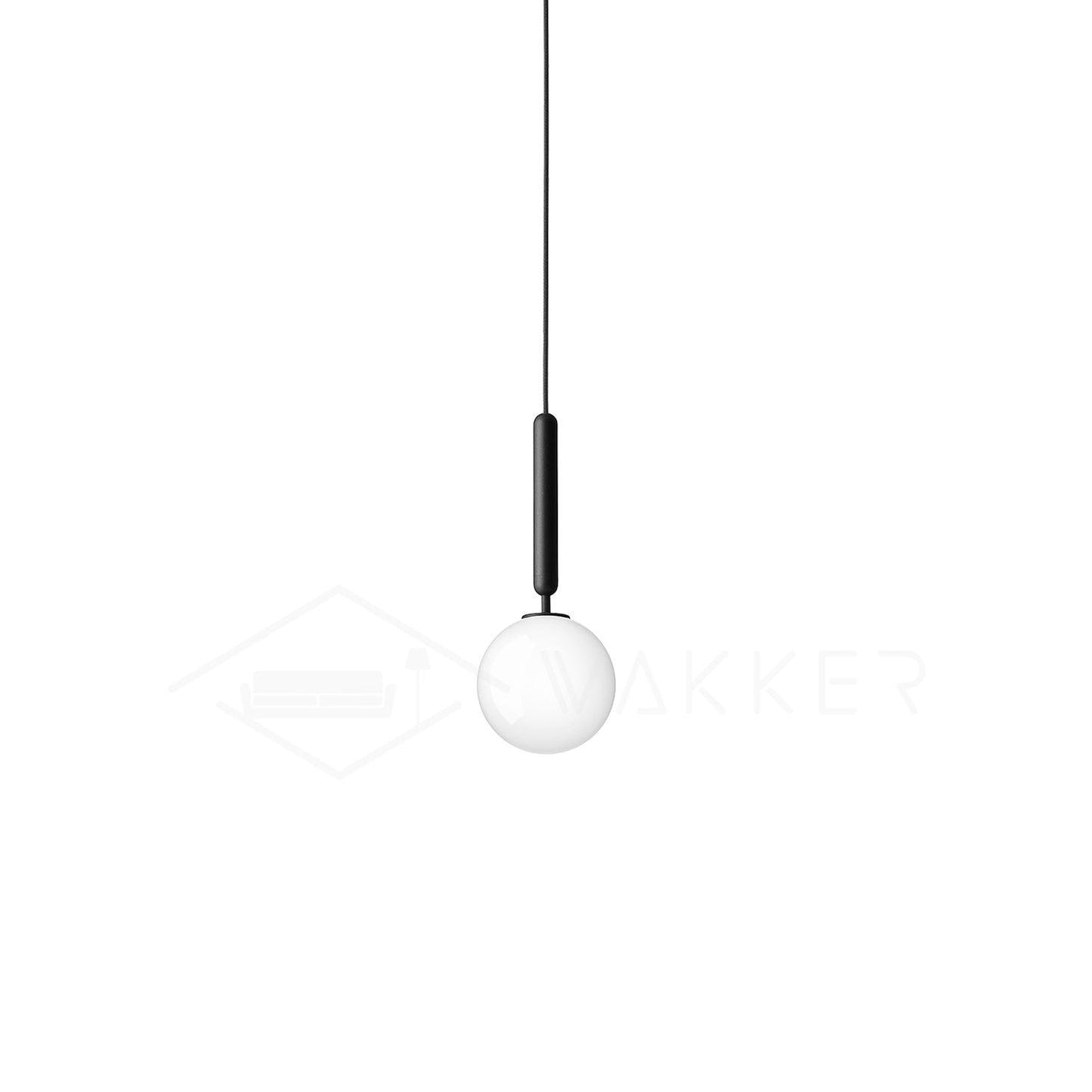 Scandiluxe Pendant Lamp 1 head: Dia 5.9″ x H 13.8″ / Black / White Pendant light