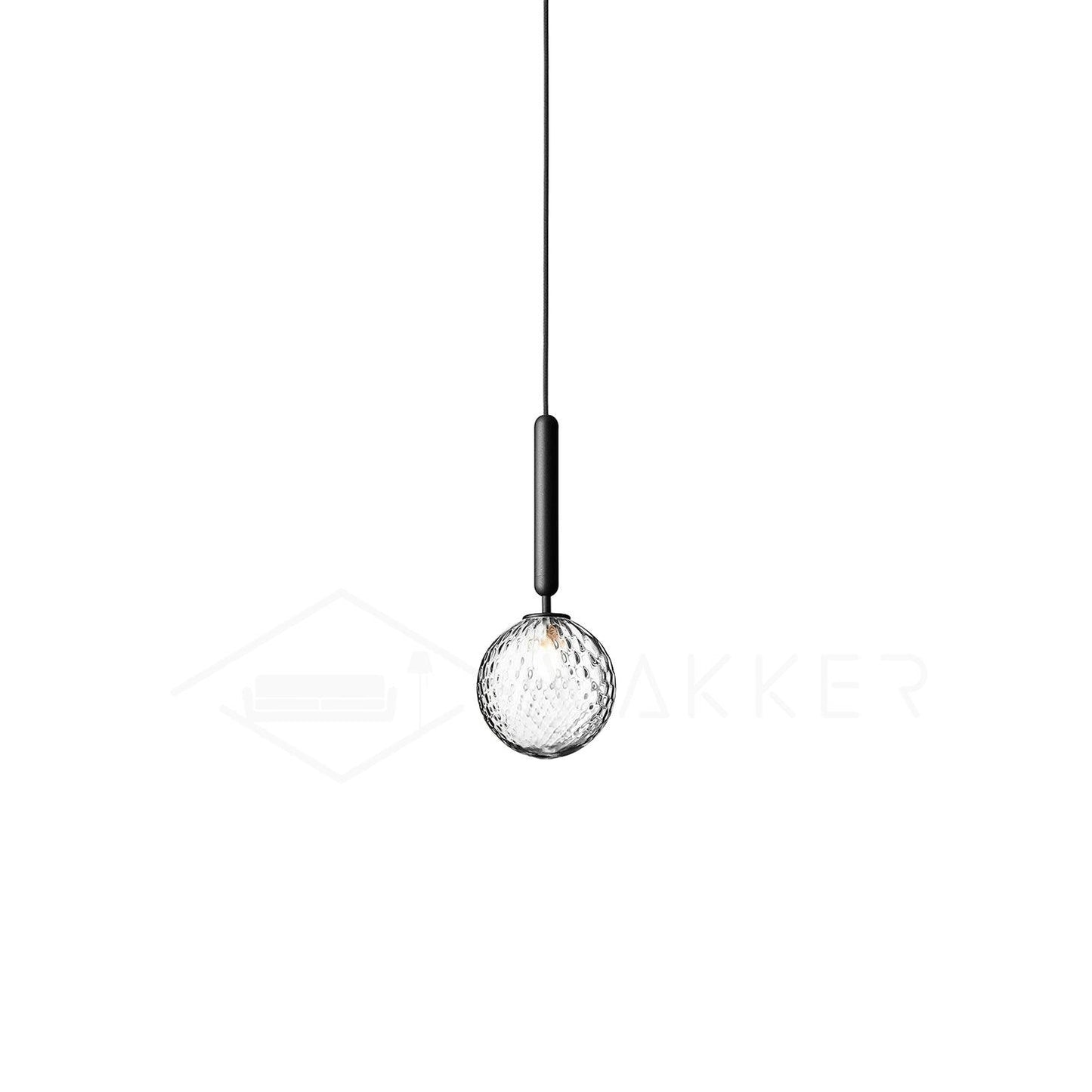 Scandiluxe Pendant Lamp 1 head: Dia 5.9″ x H 13.8″ / Black / Clear Pendant light