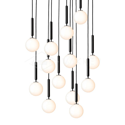 Scandiluxe Pendant Lamp 13heads: Dia 23.6″ x H 78.7″ / Black / White Pendant light