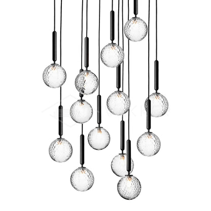 Scandiluxe Pendant Lamp 13heads: Dia 23.6″ x H 78.7″ / Black / Clear Pendant light