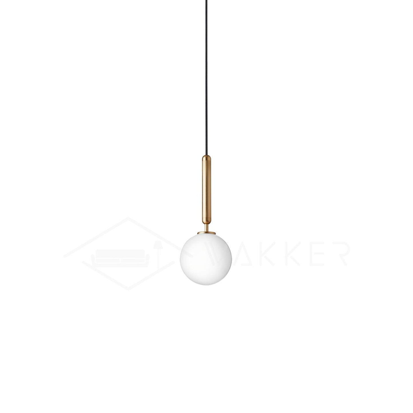 Scandiluxe Pendant Lamp 1 head: Dia 5.9″ x H 13.8″ / Gold / White Pendant light