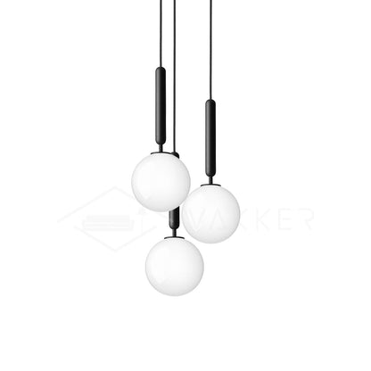 Scandiluxe Pendant Lamp 3 heads: Dia 7.9″ x H 59″ / Black / White Pendant light