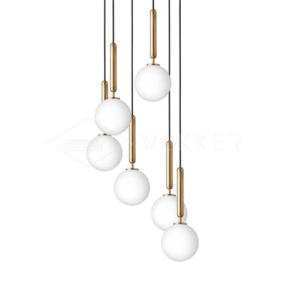 Miira Brass Pendant Light 6heads ? 11.8″ x H 59″ / Dia 30cm x H 150cm / Brass / White Pendant light
