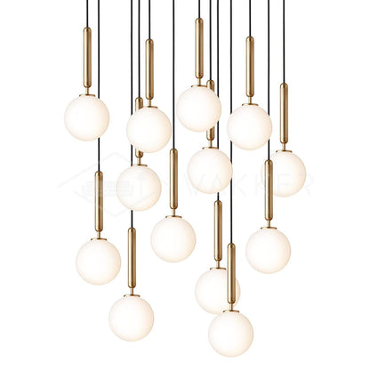 Scandiluxe Pendant Lamp 13heads: Dia 23.6″ x H 78.7″ / Gold / White Pendant light