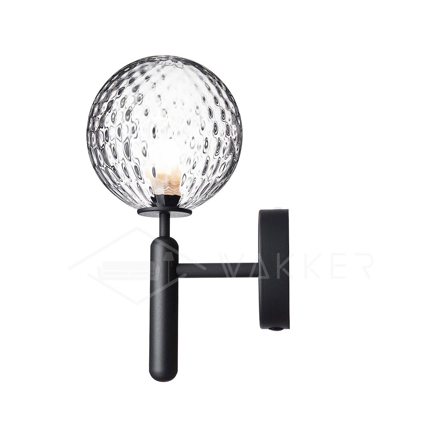 Nordica Wall Lamp ? 5.9″ x H 13.4″ / Dia 15cm x H 34cm / Black / Clear Wall lamp