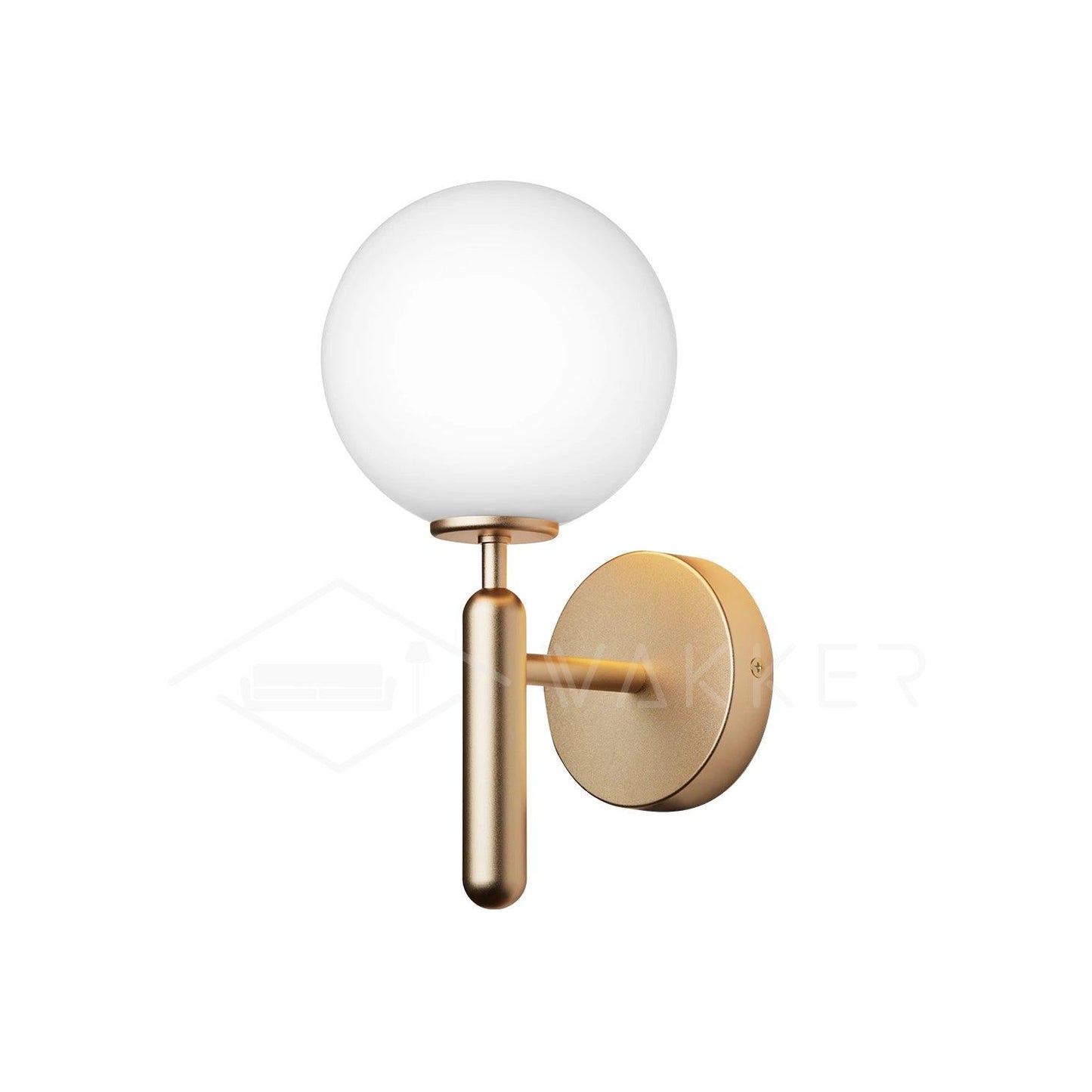 Miira Wall Light ? 5.9″ x H 13.4″ / Dia 15cm x H 34cm / Brass / White Wall lamp