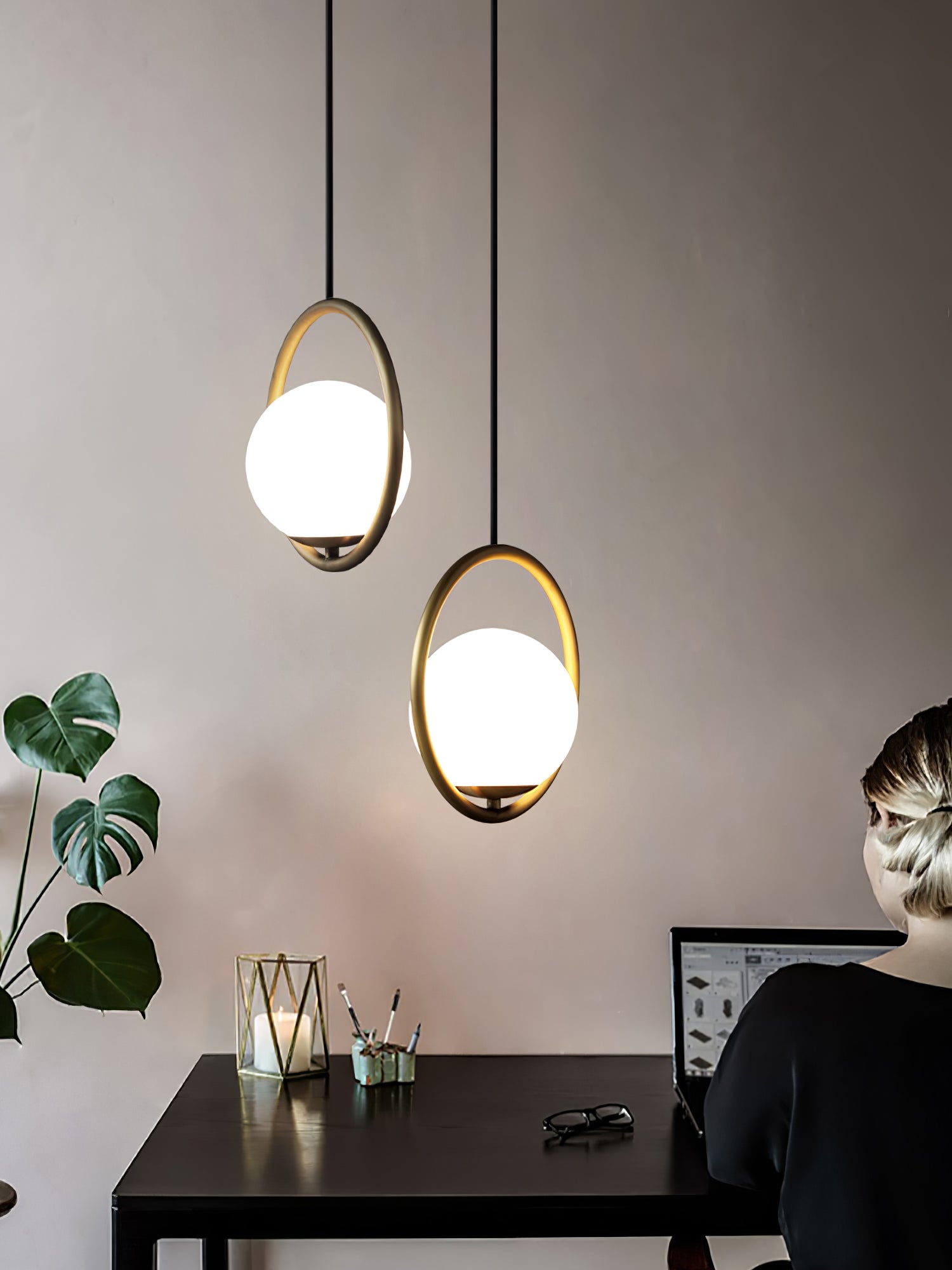 Mila Brass Pendant Swag Light Pendant light