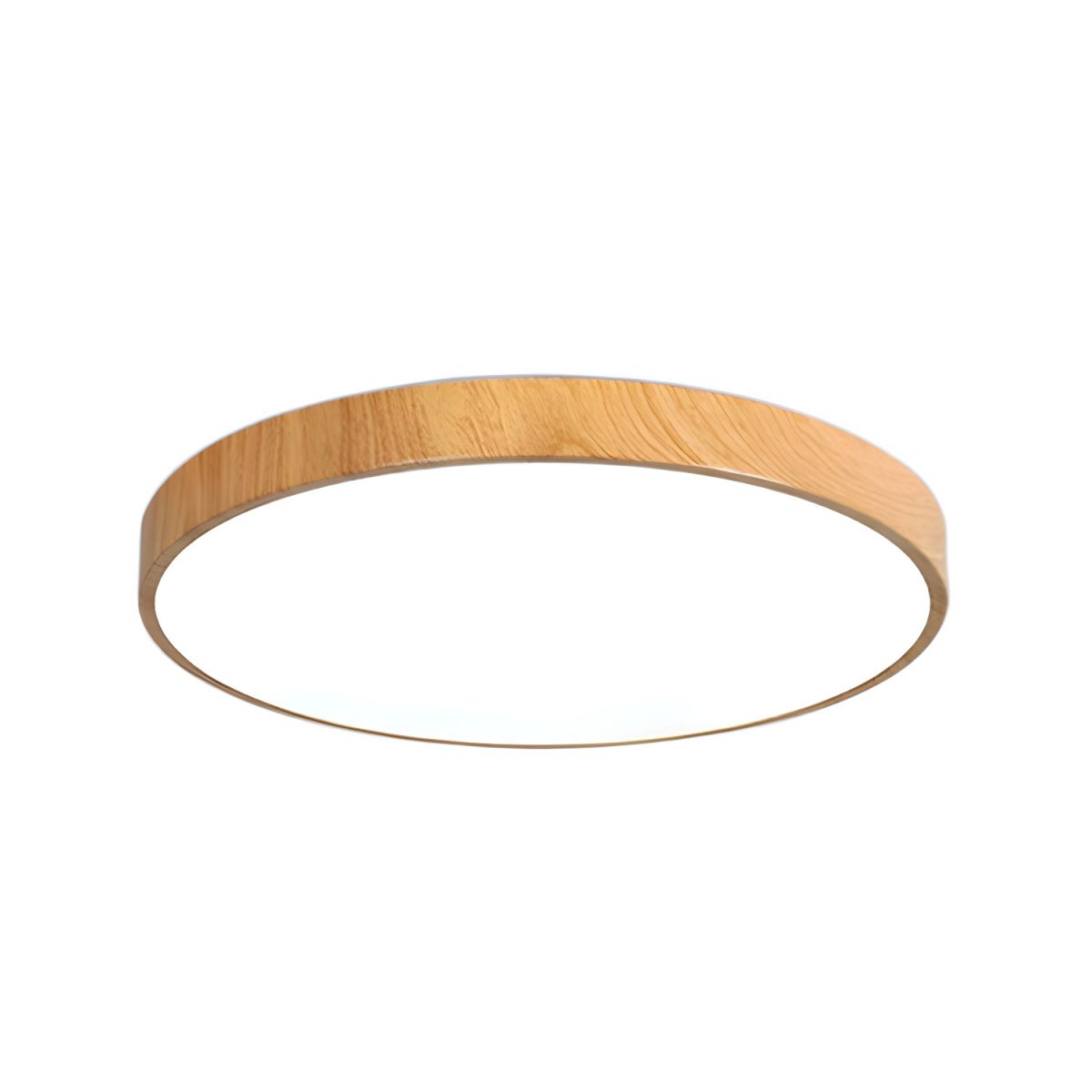 Mila Round Flush Mount Ceiling Lamp Dia 9.1″ x H 1.1″ / Wood Color & White / Warm Light