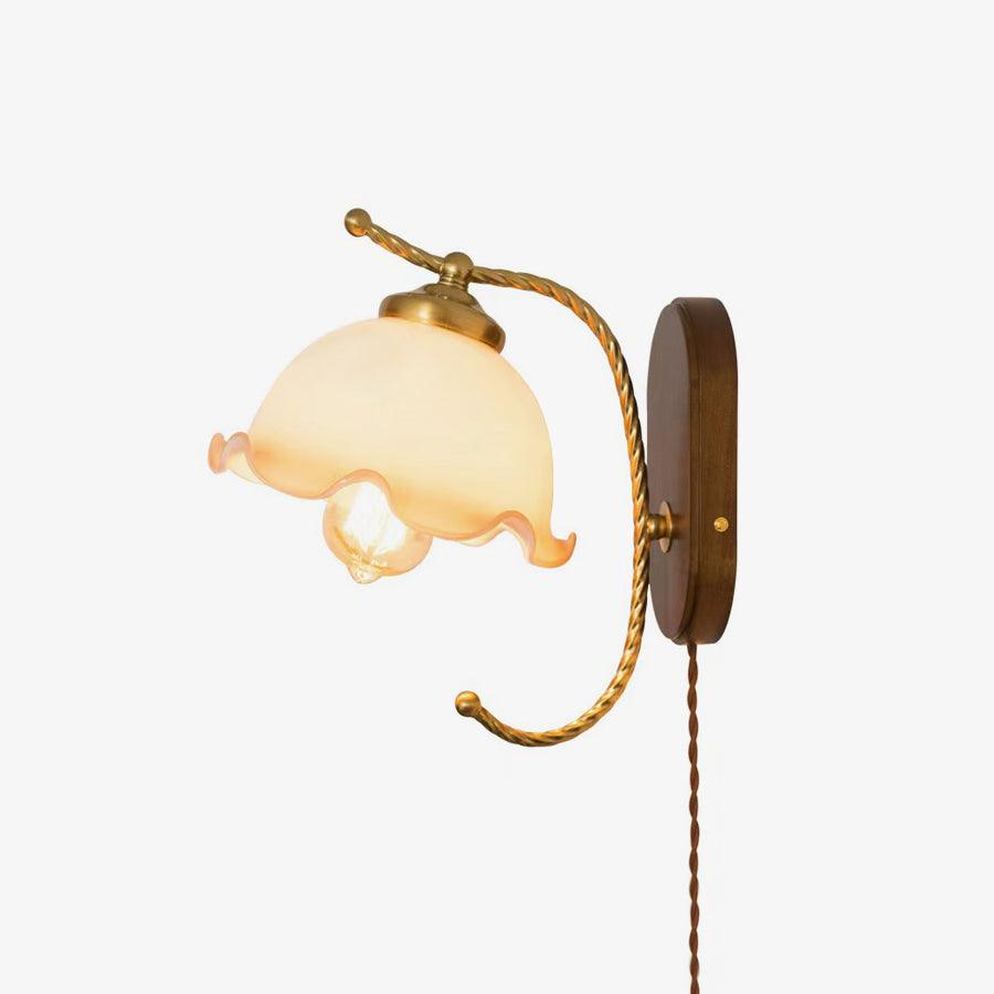 Milky Flower Wall Light Dia 5.9″ x H 6.5″ / Dia 15cm x H 16.4cm / Wooden + White / US plug Wall lamp