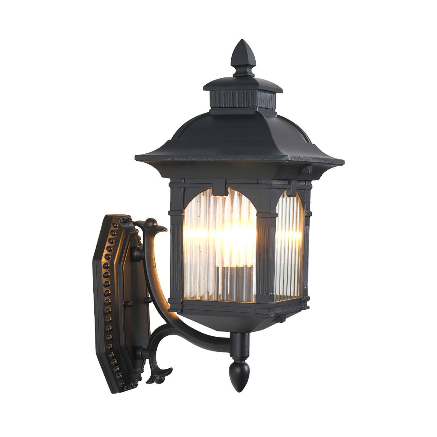 Miller Roof Wall Light L 7.5″ x W 9.4″ x H 16.9″ / L 19cm x W 24cm x H 43cm / Black & Transparent Wall lamp