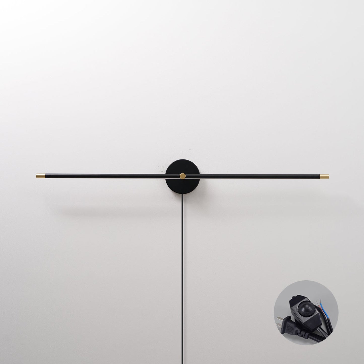 Minimalist Linear LED Plug-in Wall Lamp L 27″ x H 2″ / Black & US Plug / Warm Light & Knob dimmer switch 1001 Wall lamp