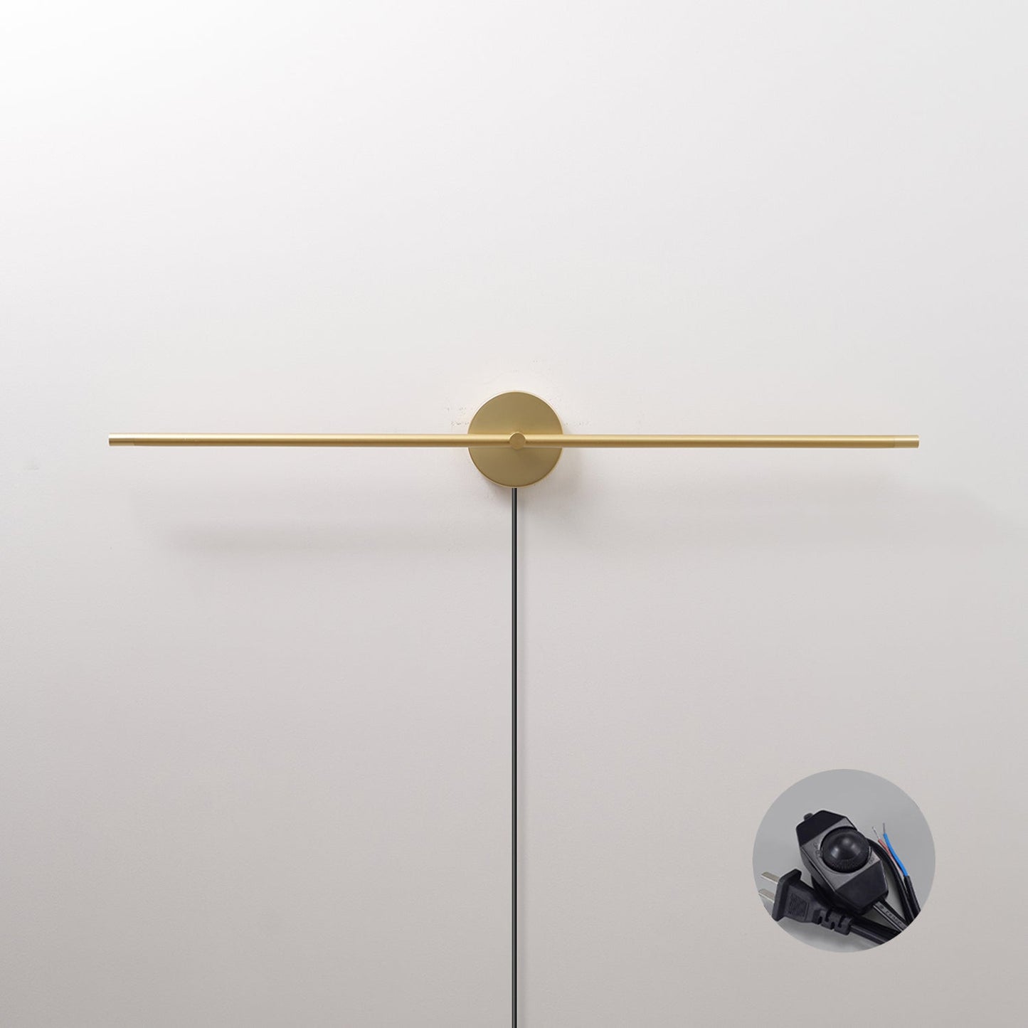 Minimalist Linear LED Plug-in Wall Lamp L 27″ x H 2″ / Gold & US Plug / Warm Light & Knob dimmer switch 1001 Wall lamp