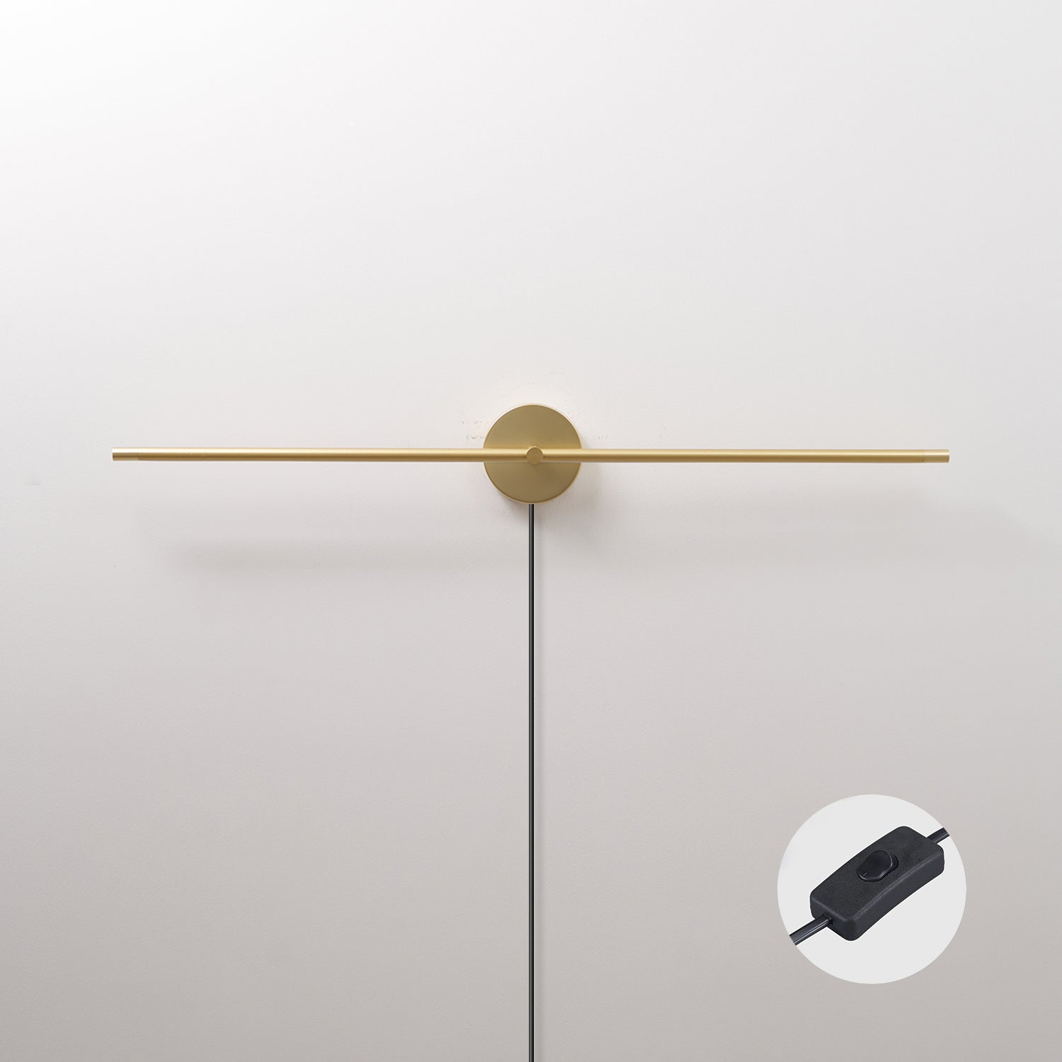 Minimalist Linear LED Plug-in Wall Lamp L 27″ x H 2″ / Gold & US Plug / Warm Light & Push button switch 1001 Wall lamp