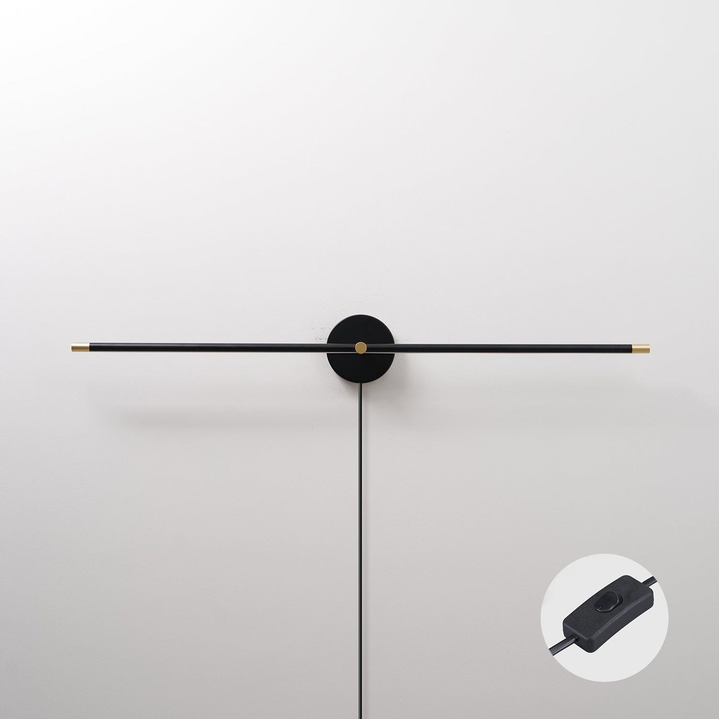 Minimalist Linear LED Plug-in Wall Lamp L 27″ x H 2″ / Black & US Plug / Warm Light & Push button switch 1001 Wall lamp
