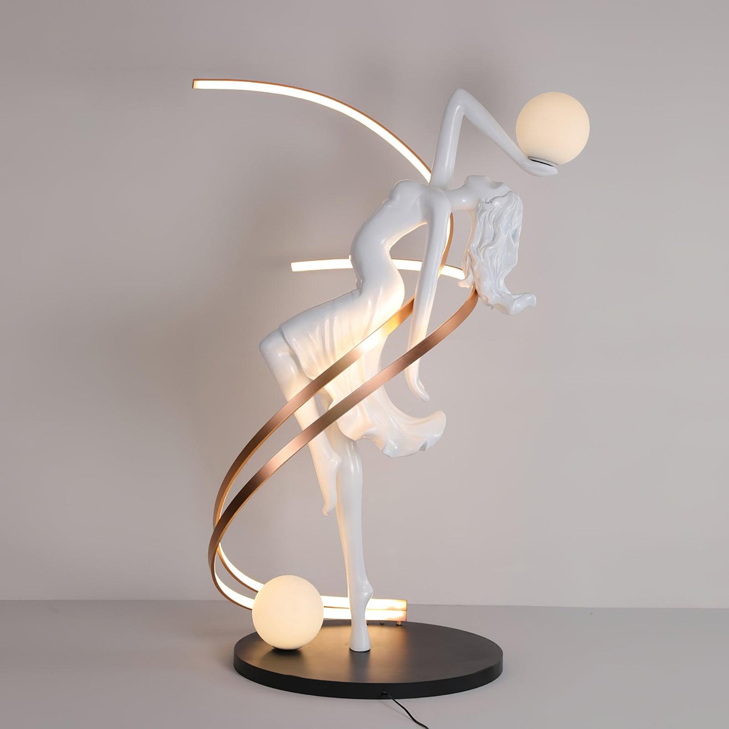 Misha Goddess Statue Floor Lamp Dia 30.7″ x H 70″ / Dia 78cm x H 178cm / Black & White / US Plug Floor lamp