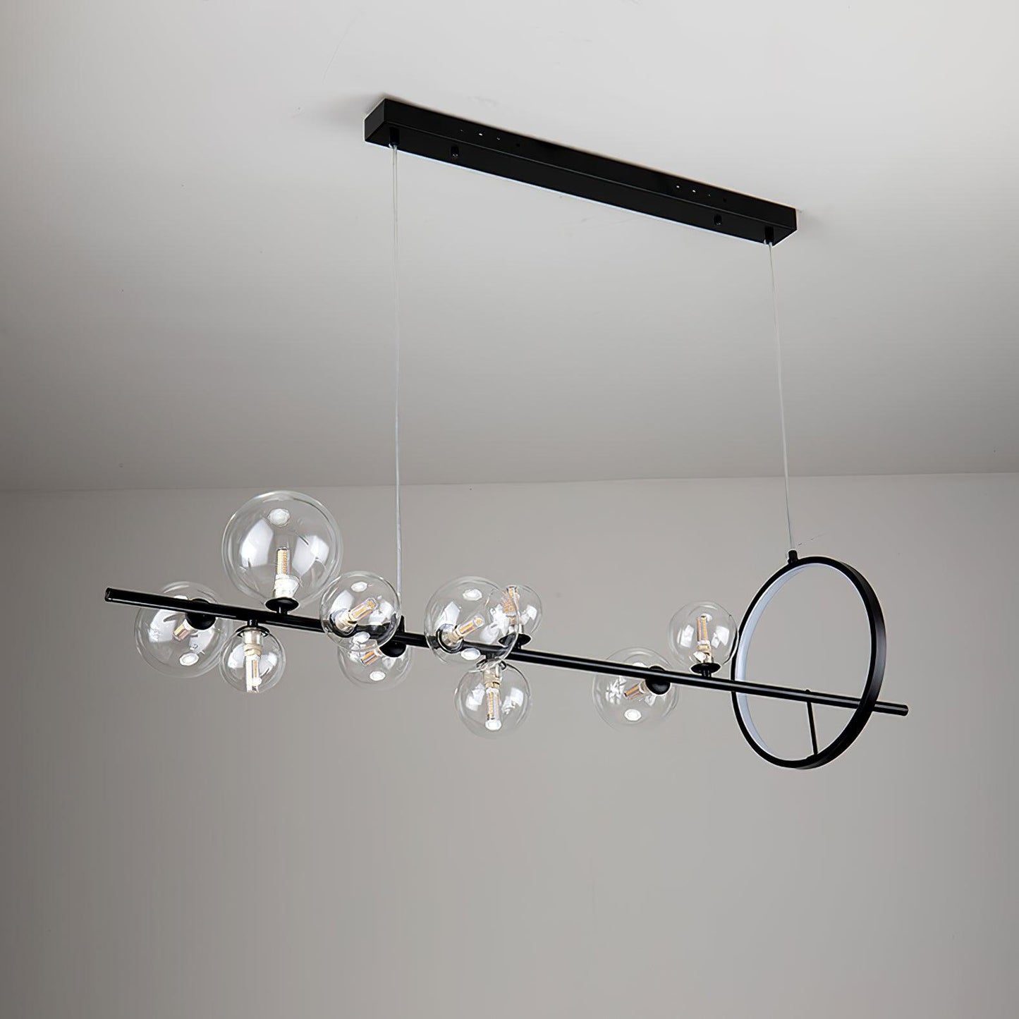 Mita Chandelier 10 heads L 47.2″ x H 11.8″ / L 120cm x H 30cm / Black / Warm White Chandelier