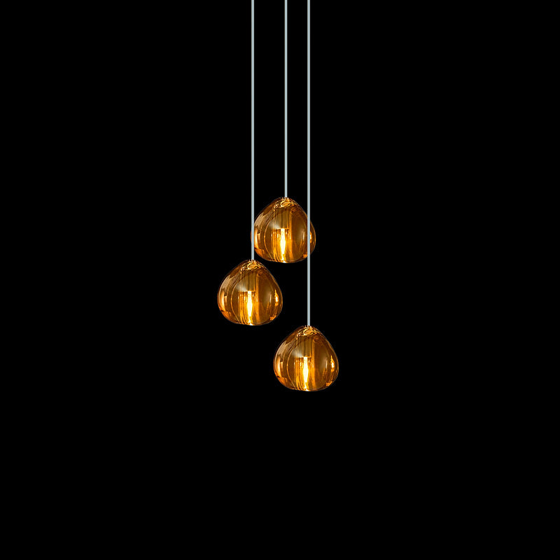 Cherry Crystal Pendant Lamp 3 heads: Dia 9.8″ x 59″ / Dia 25cm x 150cm / Amber Pendant light