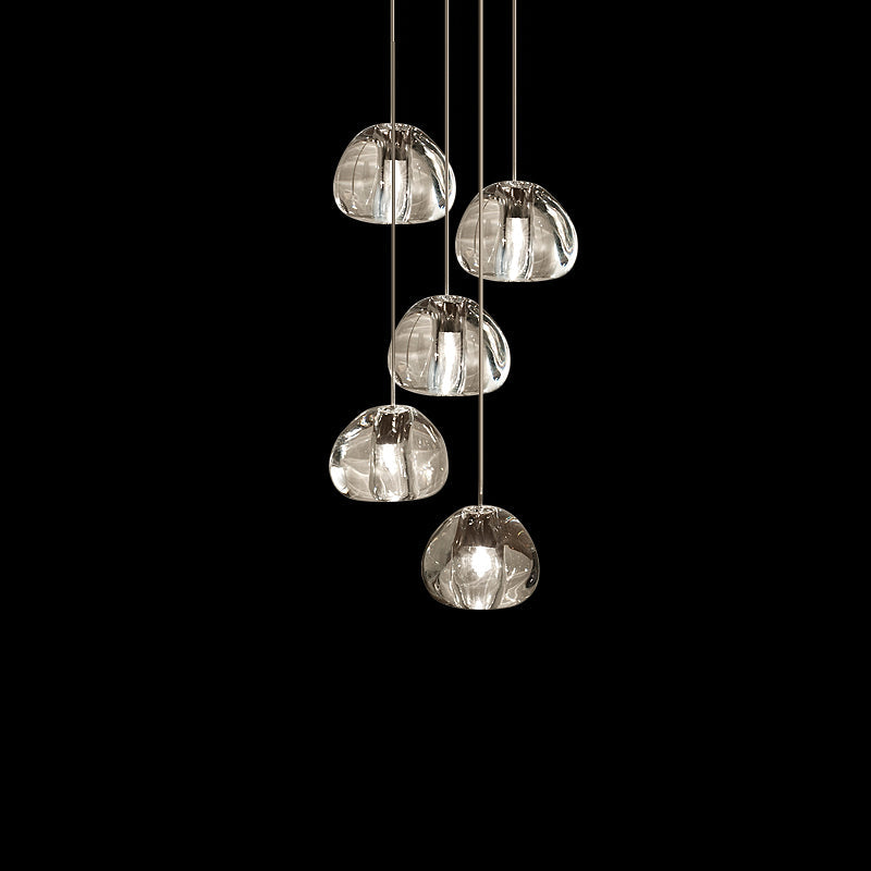 Cherry Crystal Pendant Lamp 5 heads: Dia 11.8″ x 59″ / Dia 30cm x 150cm / Clear Pendant light