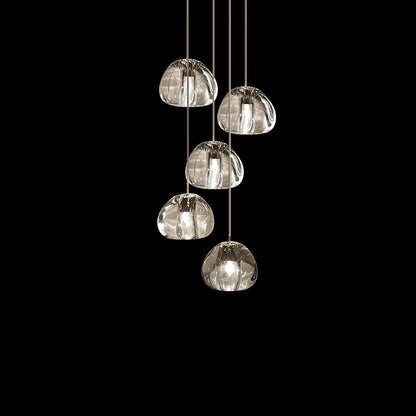 Cherry Crystal Pendant Lamp 5 heads: Dia 11.8″ x 59″ / Dia 30cm x 150cm / Clear Pendant light