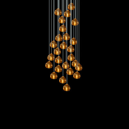 Cherry Crystal Pendant Lamp 26 heads: Dia 23.6″ x 59″ (Round canopy) / Amber Pendant light