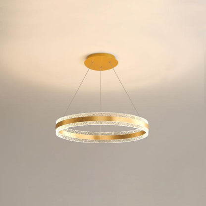 Modern Circle LED Chandelier Single Layer Dia 19.7 x H 47.2″ / Dia 50cm x H 120cm / Gold / Three-color changing light