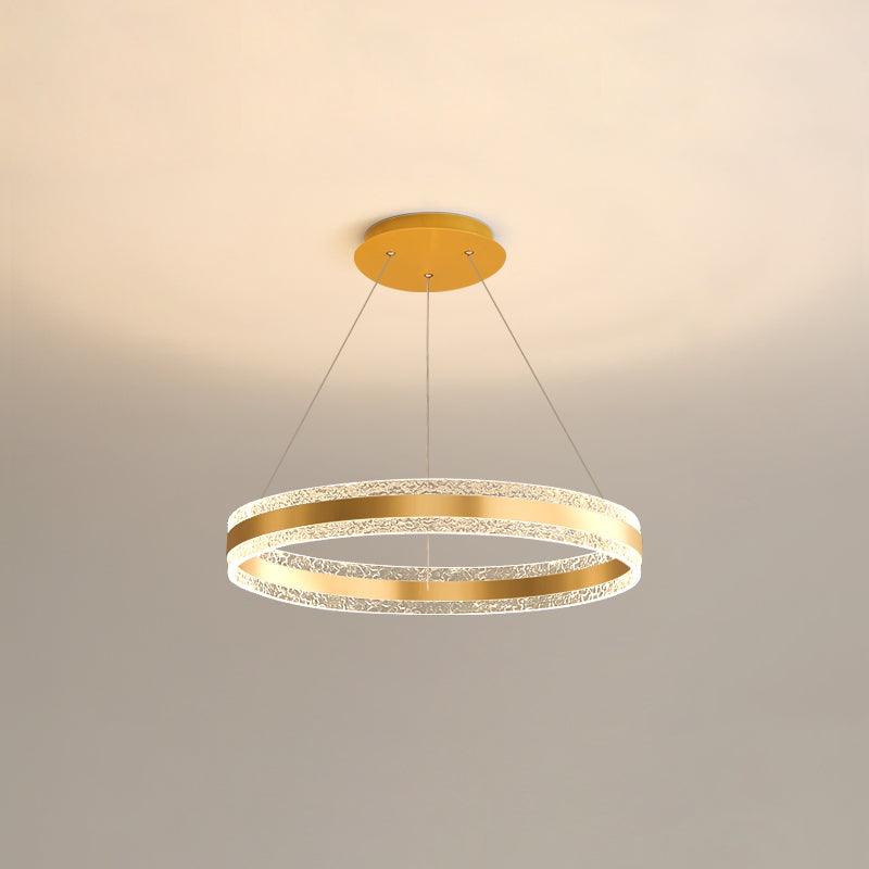 Modern Circle LED Chandelier Single Layer Dia 23.6 x H 47.2″ / Dia 60cm x H 120cm / Gold / Three-color changing light