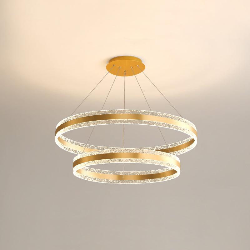 Modern Circle LED Chandelier Double Layers Dia 23.6″ + Dia 23.6″ x H 47.2″ / Dia 60cm +Dia 60cm x H 120cm / Gold