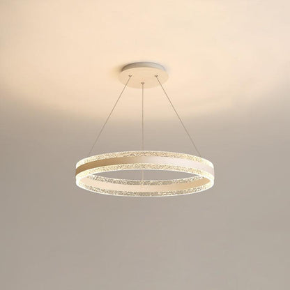Modern Circle LED Chandelier Single Layer Dia 23.6 x H 47.2″ / Dia 60cm x H 120cm / White / Three-color changing light