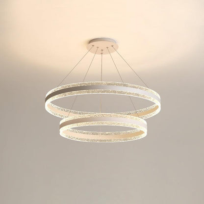 Modern Circle LED Chandelier Double Layers Dia 23.6″ + Dia 23.6″ x H 47.2″ / Dia 60cm +Dia 60cm x H 120cm / White