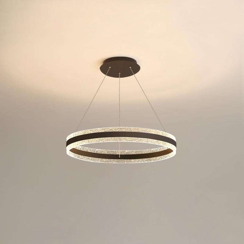 Modern Circle LED Chandelier Single Layer Dia 19.7 x H 47.2″ / Dia 50cm x H 120cm / Black / Three-color changing light