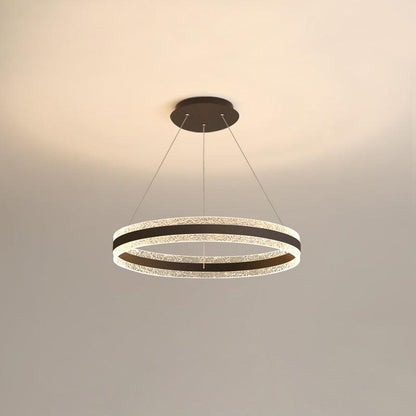 Modern Circle LED Chandelier Single Layer Dia 19.7 x H 47.2″ / Dia 50cm x H 120cm / Black / Three-color changing light