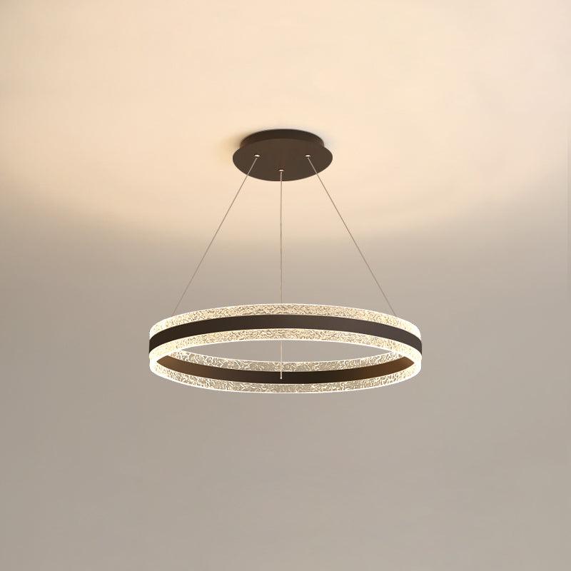 Modern Circle LED Chandelier Single Layer Dia 23.6 x H 47.2″ / Dia 60cm x H 120cm / Black / Three-color changing light