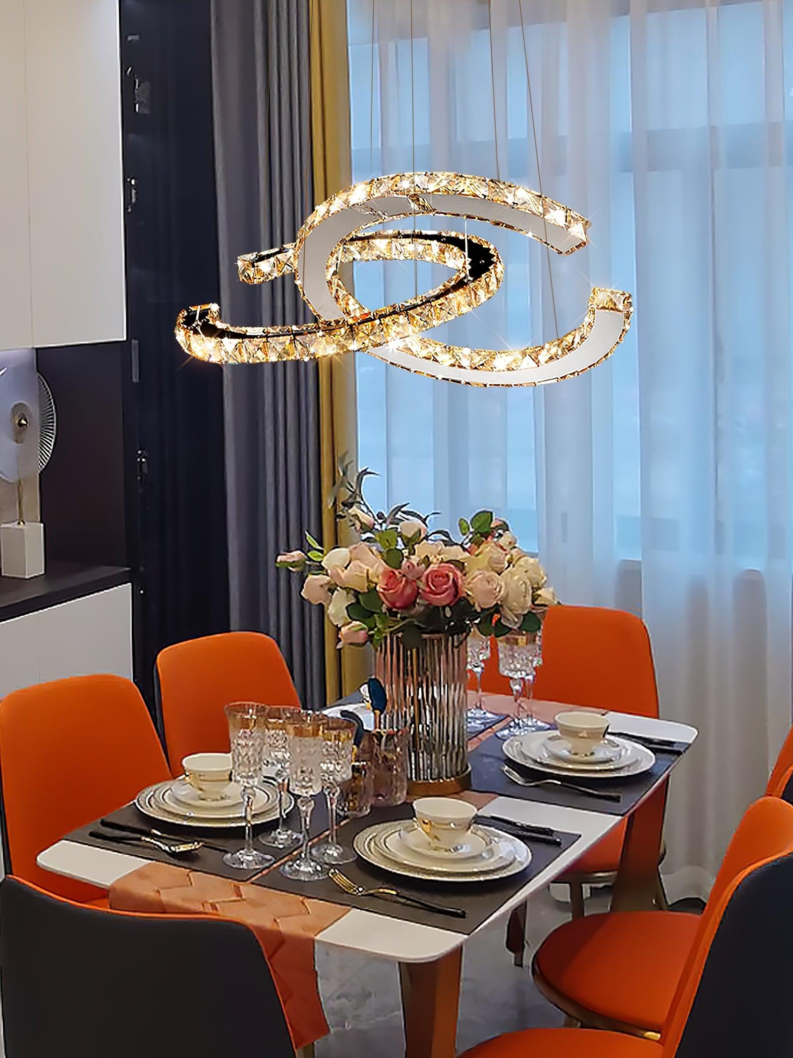 Modern Crystal Double C Chandelier Chandelier