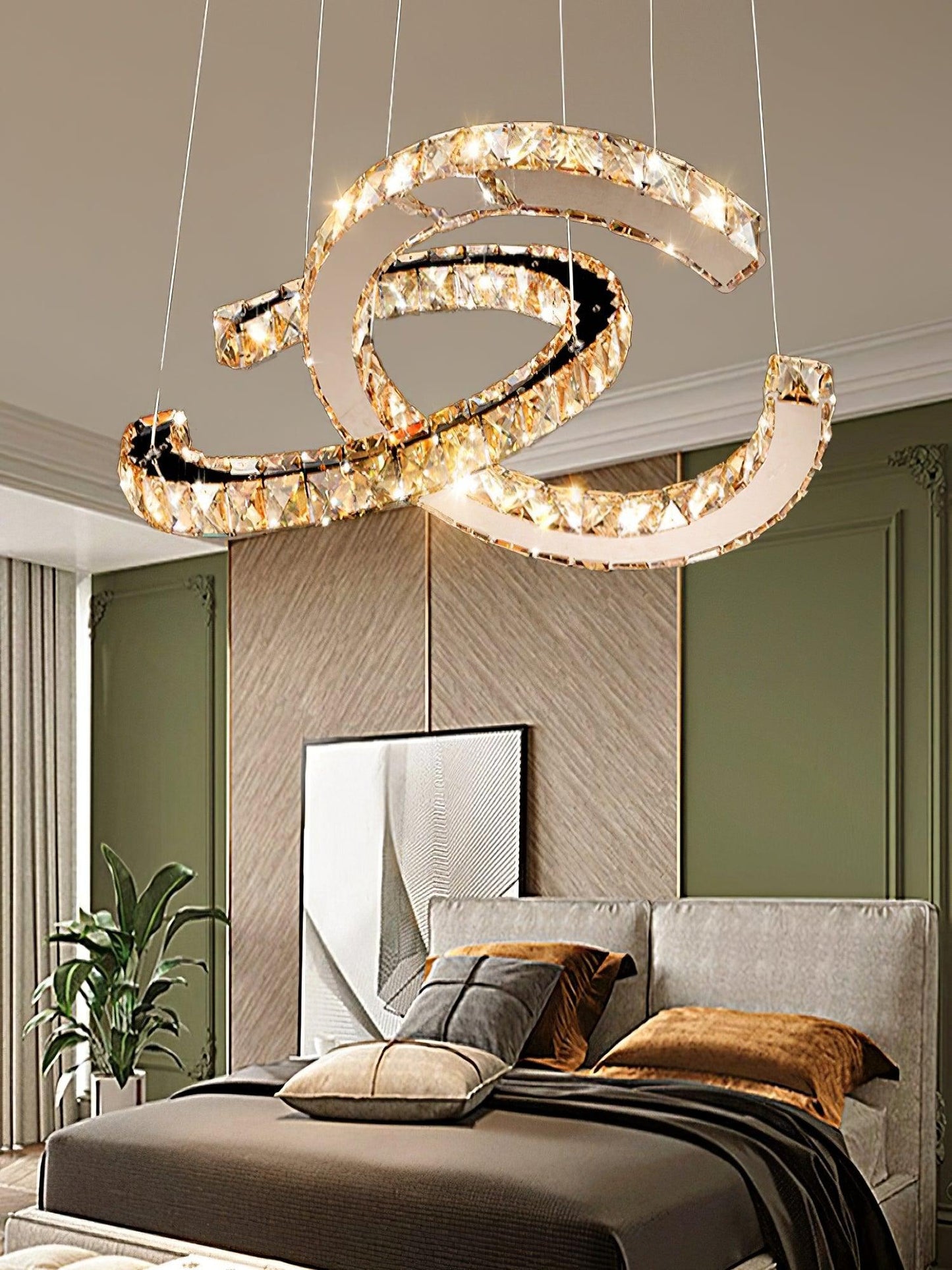 Modern Crystal Double C Chandelier Chandelier