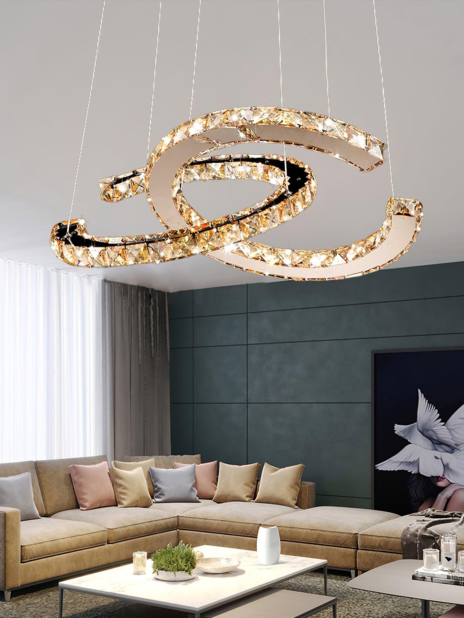 Modern Crystal Double C Chandelier Chandelier