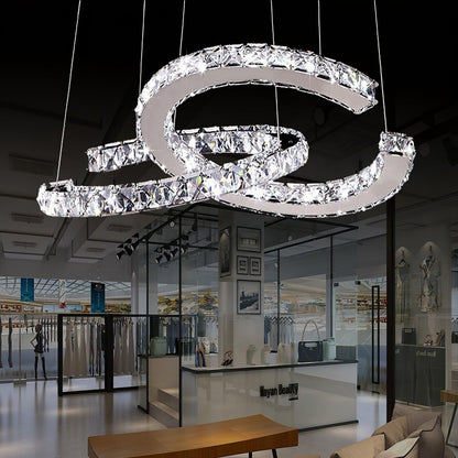 Modern Crystal Double C Chandelier Chandelier