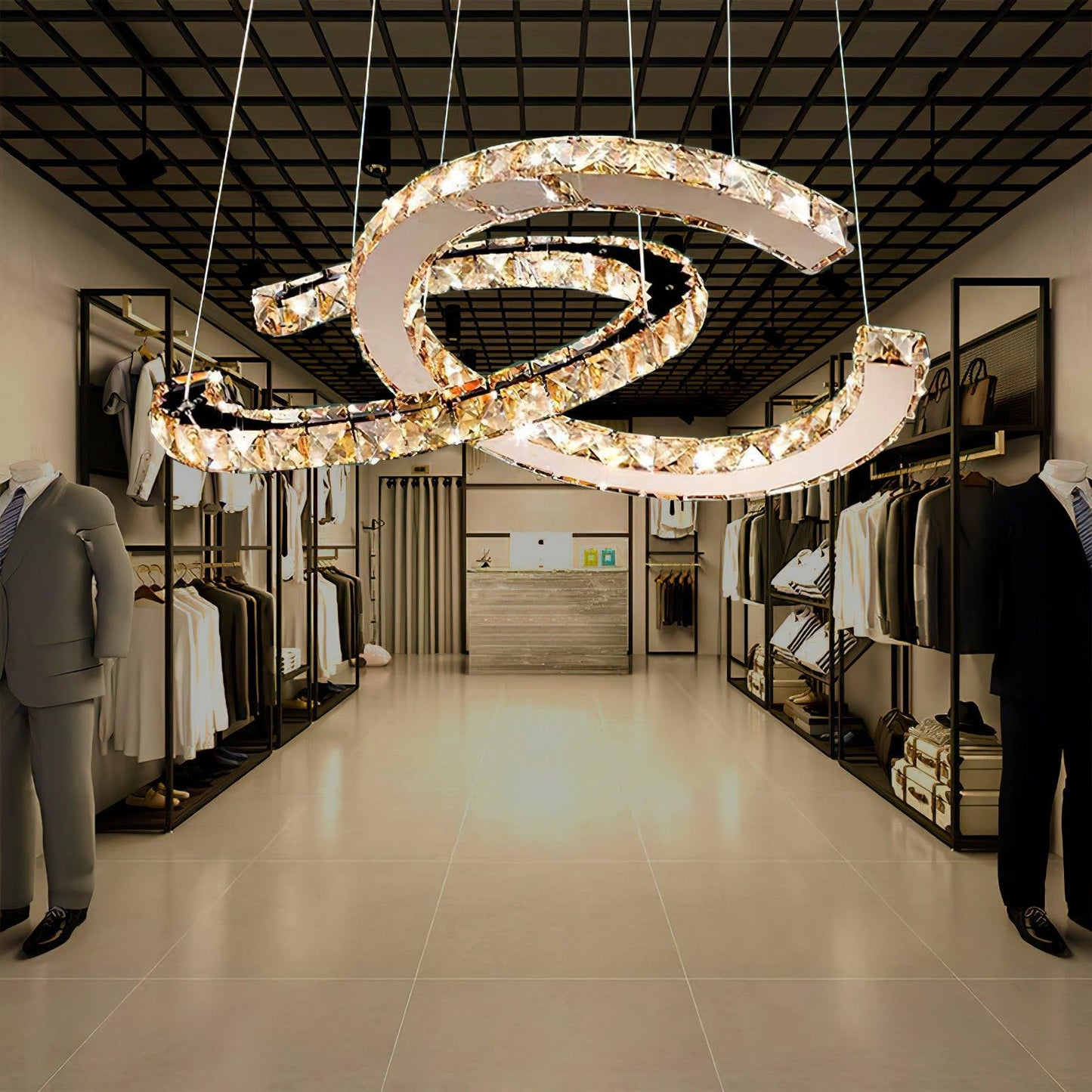 Modern Crystal Double C Chandelier Chandelier