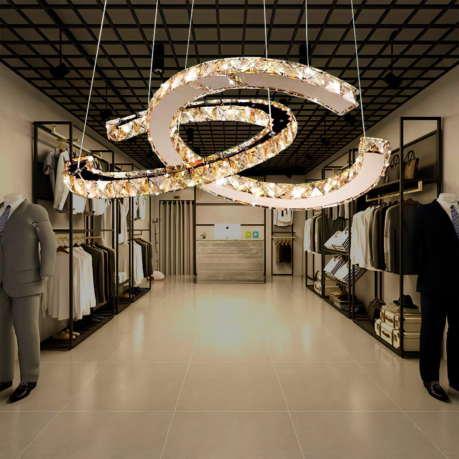 Modern Crystal Double C Chandelier Chandelier